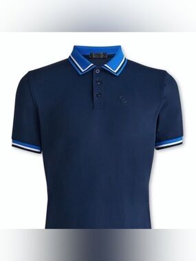 G/FORE G4 Twilight Tux Banded Collar Sleeve Jersey Tech Polo Blue Monochrome XL